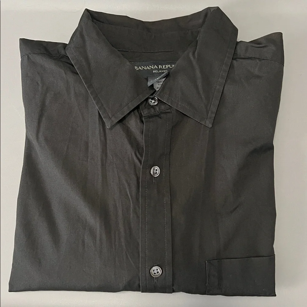 Banana Republic Relaxed Fit Cotton Button Down Shirt Brown Size Large